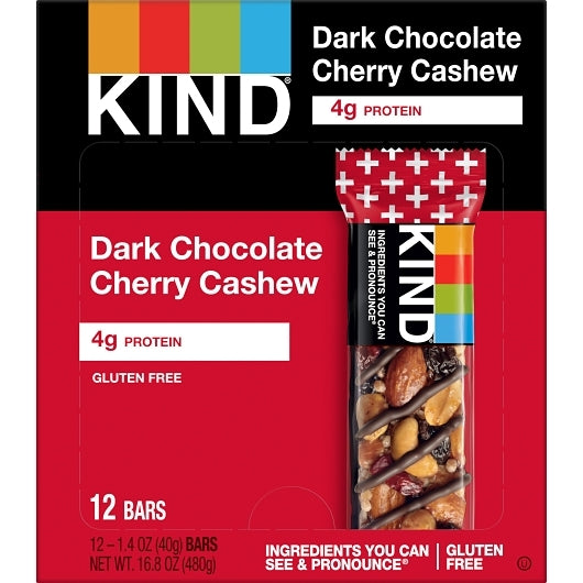 KIND SNACKS DARK CHOCOLATE CHERRY CASHEW BAR,6 - 12 - 1.4 OZ