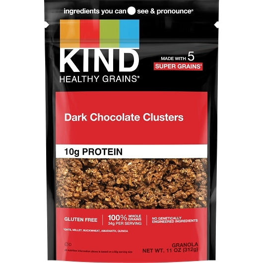 KIND SNACKS HEALTHY GRAINS GRANOLA DARK CHOCOLATE WHOLE GRAINS GRANOLA CLUSTERS, 6 - 11 OZ