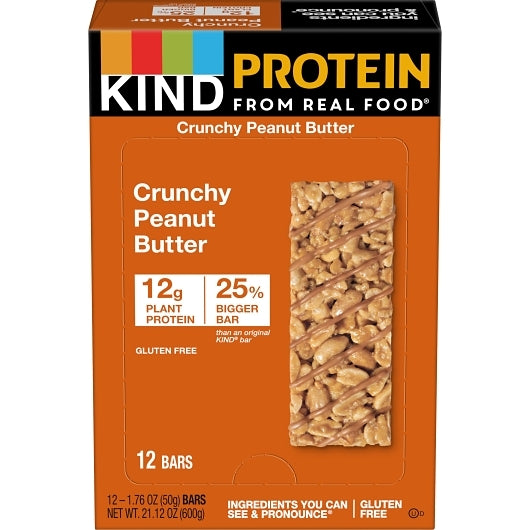 KIND SNACKS PROTEIN CRUNCHY PEANUT BUTTER BAR, 6 - 12 - 1.76 OZ
