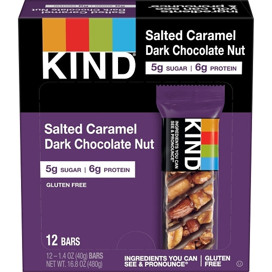 KIND SNACKS SALTED CARAMEL & DARK CHOCOLATE NUT BAR, 6 - 12 - 1.4 OZ