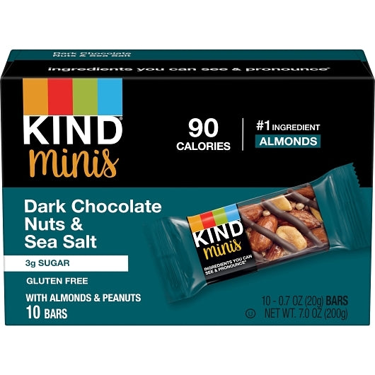 KIND SNACKS MINI DARK CHOCOLATE NUTS BAR, 8 -10 - 0.7 OZ