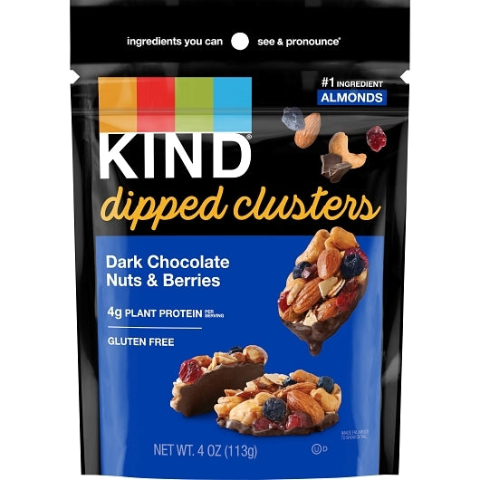 KIND SNACKS DARK CHOCOLATE NUTS & BERRIES DIPPED CLUSTERS, 8 - 4 OZ