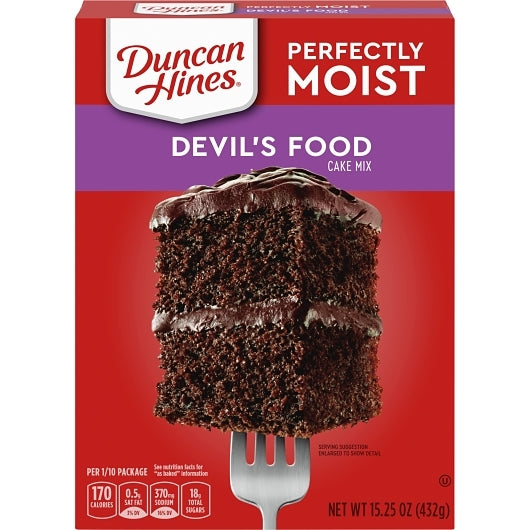 Duncan Hines Signature Perfectly Moist Devil's Food Cake Mix, 15.25 OZ Box Cake Mix (12 Pack)