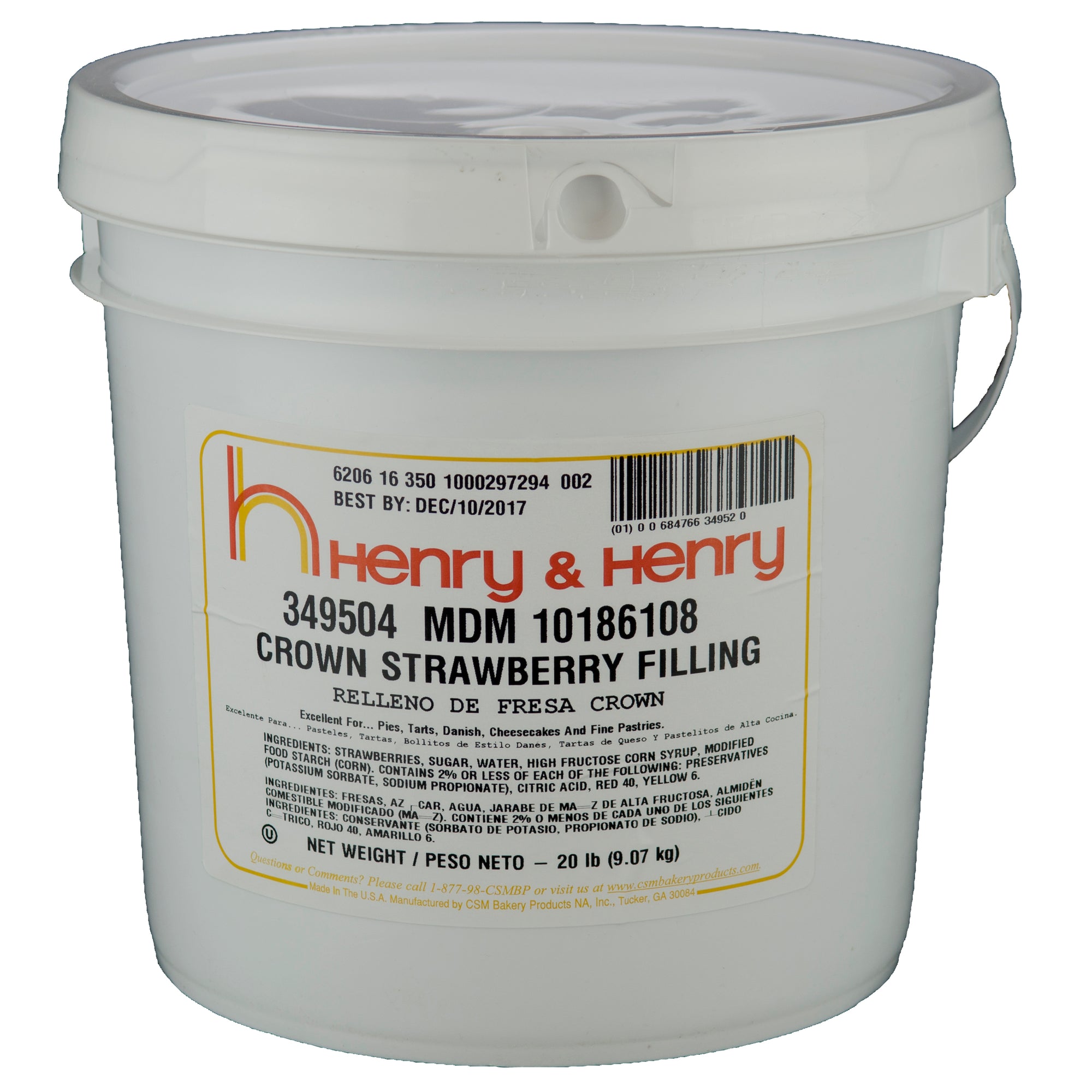 HENRY AND HENRY STRAWBERRY FILLING, 1 - 20 LB