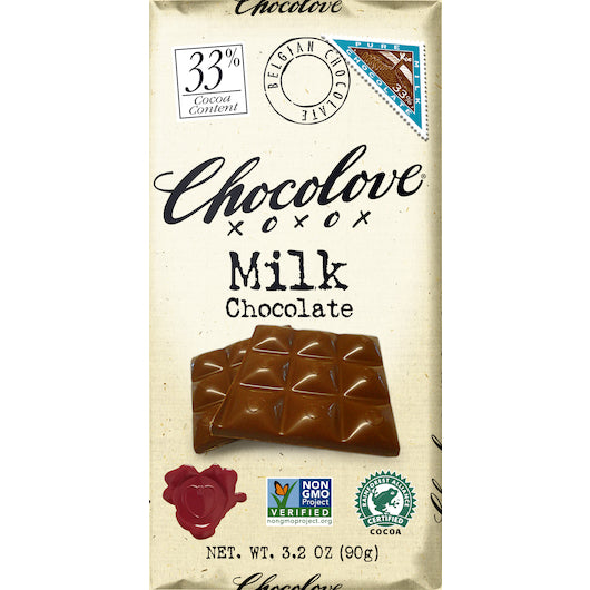 Milk Chocolate (master case). Pure 33% creamyBelgian milk chocolate.