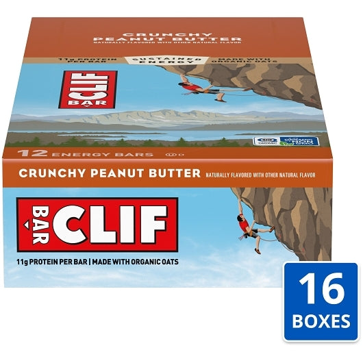 CLIF BAR CRUNCHY PEANUT BUTTER ENERGY BAR 2.4OZ 16 x 12