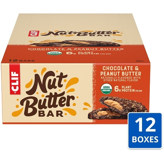CLIF NUT BUTTER BAR CHOCOLATE PEANUT BUTTER PLANT PROTEIN BAR 1.76 OZ 12 x 12