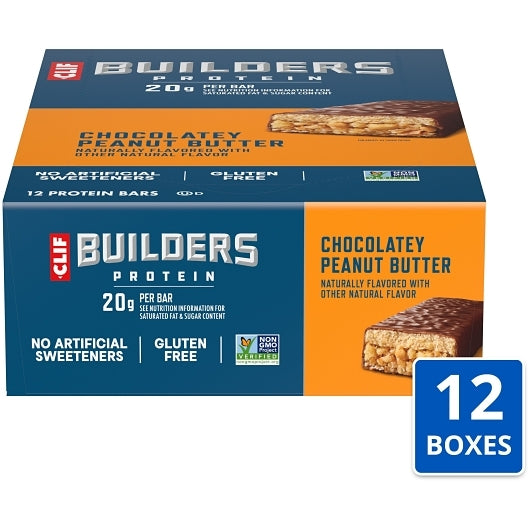 CLIF BUILDERS CHOCOLATE PEANUT BUTTER PROTEINBAR 2.4 OZ 12 x 12