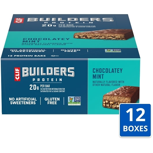 CLIF BUILDERS CHOCOLATE MINT PROTEIN BAR 2.4 OZ 12 x 12