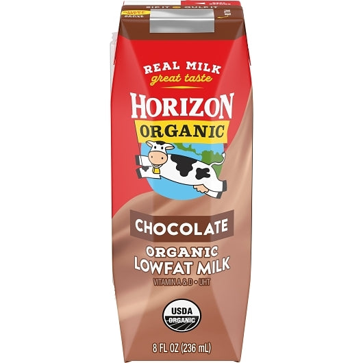 HORIZON ORGANIC REDUCED FAT SINGLE SERVE CHOCOLATE MILK, 18 - 8 FO