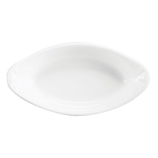 HALL CHINA EMBOSSED HANDLE OVAL RAREBIT 8 1/4IN X 4 1/4 IN (8 OZ) WHITE, 1 - 2 DZ