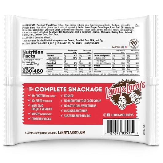 LENNY & LARRY'S COMPLETE COOKIE DOUBLE CHOCOLATE COMPLETE COOKIE, 6 - 12 - 4 OZ