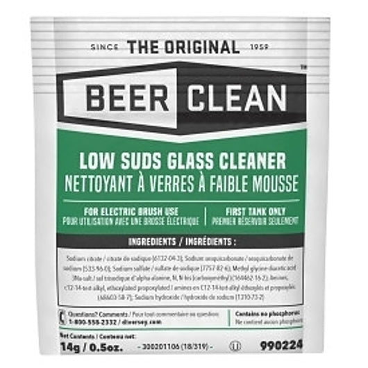 DIVERSEY BEER CLEAN LOW SUDS POWDER GLASS CLEANER POUCH, 100 - 0.5  OZ