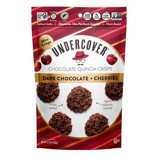 UNDERCOVER SNACKS DARK CHOCOLATE  CHERRY QUI NOA CRISPS POUCHES, 12 - 3 OZ