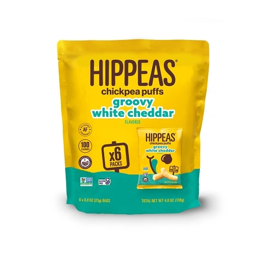 HIPPEAS -Non-GMO Chickpea Puffs -Vegan White Cheddar (.8oz 6pk X 12)