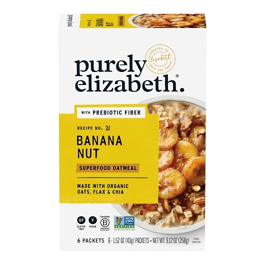 PURELY ELIZABETH SUPERFOOD BANANA NUT OATMEAL, 6 - 6 EA