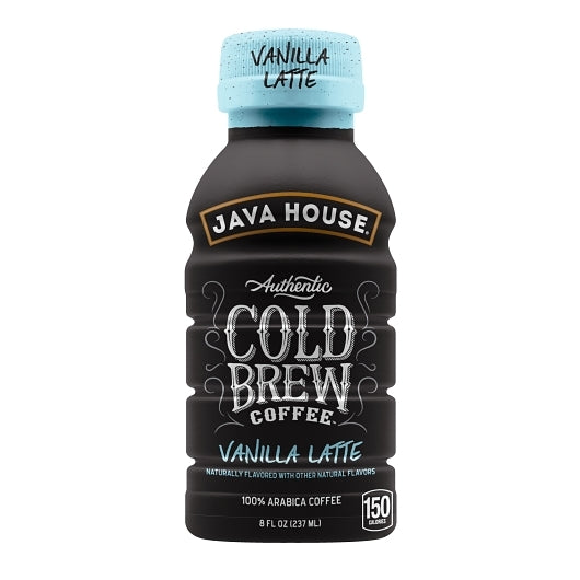 Java House Cold Brew French Vanilla Latte Ready to Drink Coffee Bottle, 8 oz (24 ct)