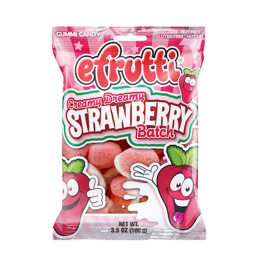 EFRUTTI DISPLAY READY CASE WITH BAGS OF EFRUTTI CREAMY DREAMY STRAWBERRY BATCH GUMMI CANDY, 12 - 3.5