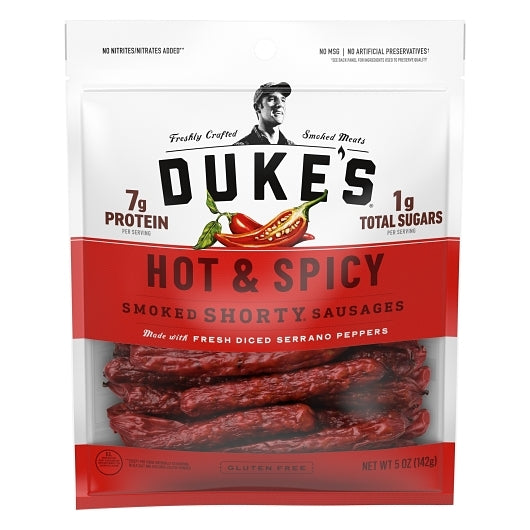 DUKES Hot And Spicy Smoked Shorty Sausages, 5OZ