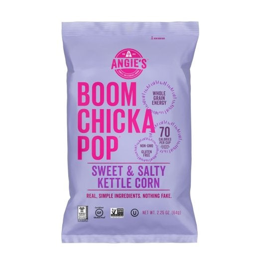 Angie's BOOMCHICKAPOP Sweet & Salty Kettle Corn Popcorn, Gluten Free, 2.25 oz. (Pack of 6)