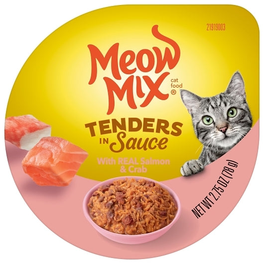 Meow Mix 2.75 Ounce Tenders in Sauce Salmon &Crab 12 Count