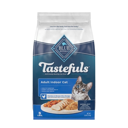 BLUE BUFFALO ADULT INDOOR CAT CHICKEN & BROWNRICE, 5 - 5 LB