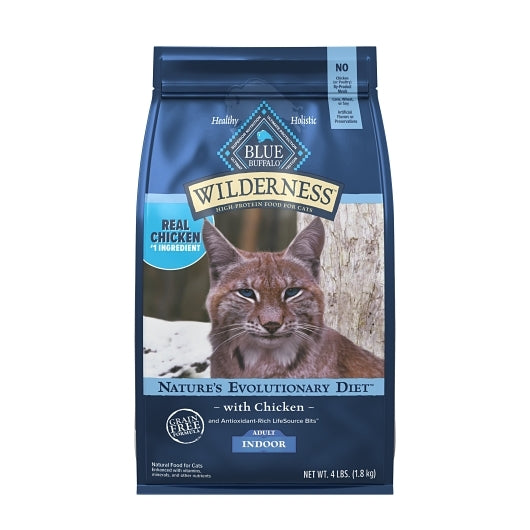 BLUE BUFFALO WILDERNESS ADULT INDOOR CHICKEN CAT DRY, 4 - 4 LB