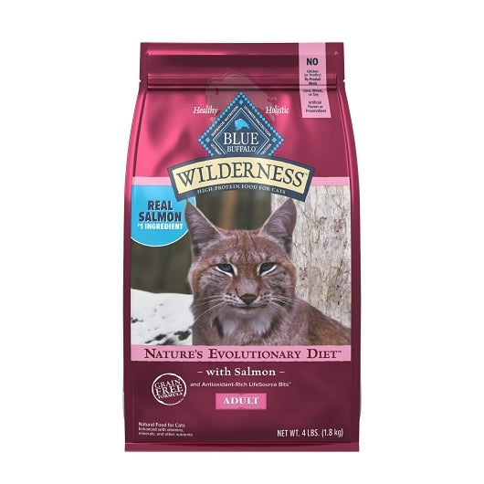 BLUE BUFFALO WILD ADULT SALM CAT DRY, 4 - 4 LB
