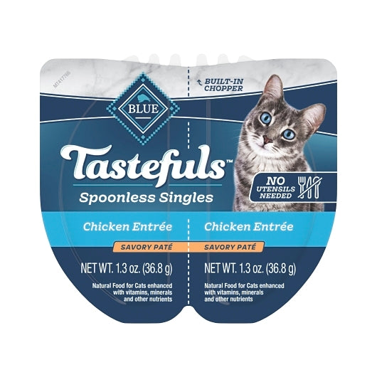 BLUE BUFFALO TASTFLS SINGLES ADULT CAT CHICKEN PATE, 10 - 2.6 OZ