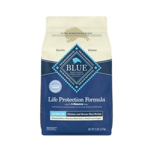 BLUE BUFFALO SENIOR CHICKEN & BROWN RICE DOG FOOD BAG, 3 - 5 LB