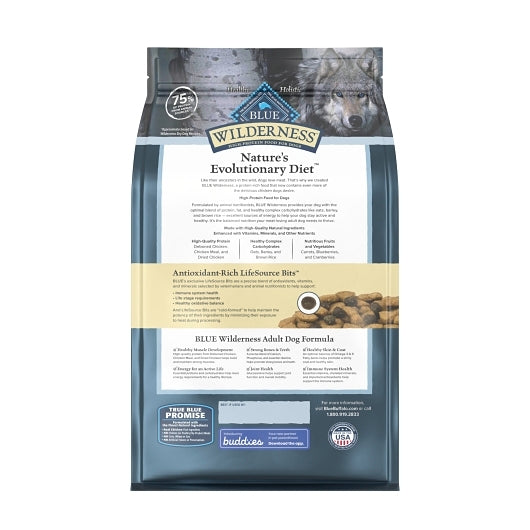 BLUE BUFFALO ADULT WILD CHICKEN DOG FOOD BAG,3 - 4.5 LB