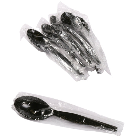 Black Medium Heavy Weight Polystyrene Foil Teaspoon, Case of 1000