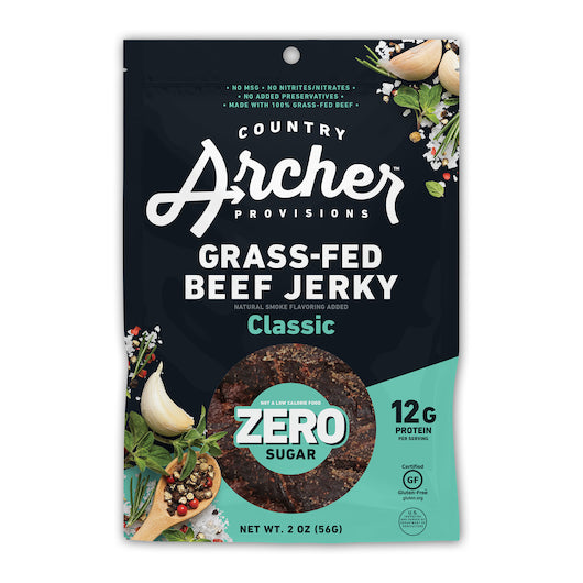 COUNTRY ARCHER JERKY CO ZERO SUGAR CLASSIC BEEF JERKY, 12 - 2 OZ