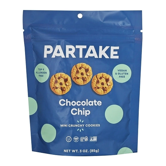 PARTAKE FOODS CRUNCHY CHOCOLATE CHIP COOKIE, 8 - 3 OZ