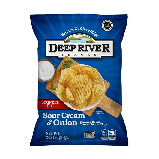 DEEP RIVER SNACKS SOUR CREAM & ONION KRINKLE CUT KETTLE POTATO CHIPS, 24 - 2 OZ
