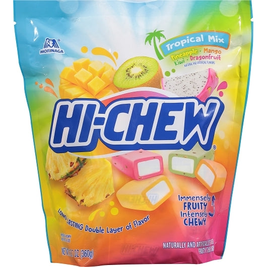 HI-CHEW Tropical Mix 12.7oz Stand-Up Pouch 4ct Display Ready Case (Assorted Mix of Kiwi, Pineapple,