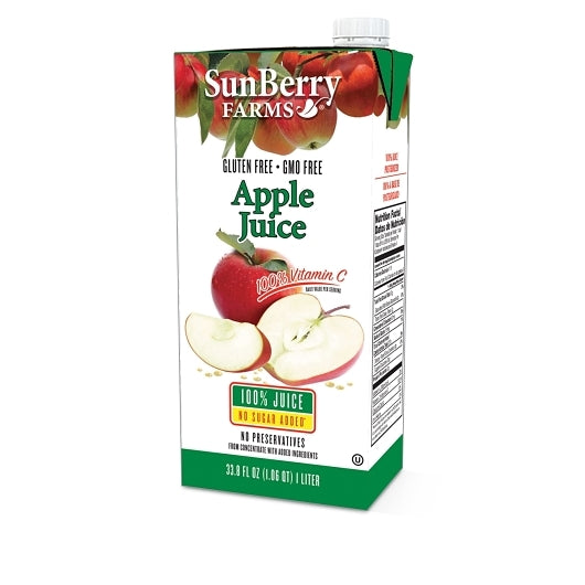 SUNBERRY FARMS APPLE JUICE 100%, 12 - 33.8 FO