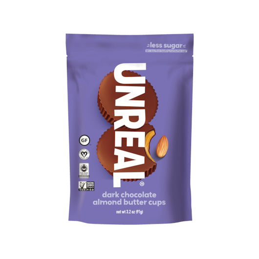 UNREAL CANDY DARK CHOCOLATE ALMOND BUTTER CUPS BAG, 6 - 3 OZ