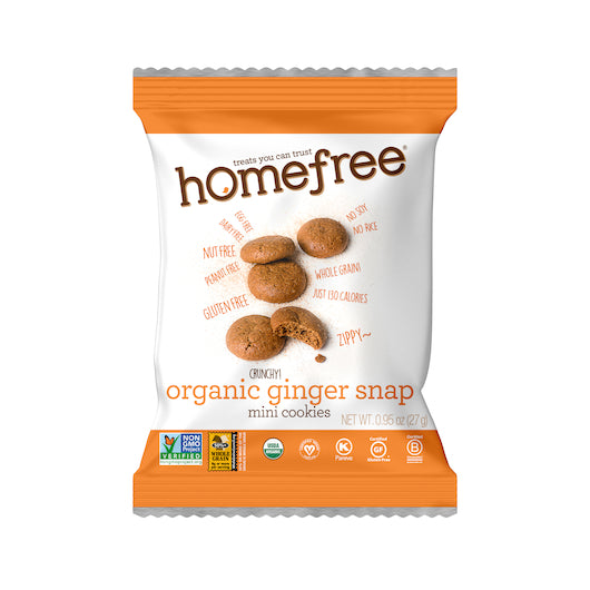 Organic Ginger Snap Mini Cookies, GF, Top 14 Free, 10/0.95 Oz., Tray