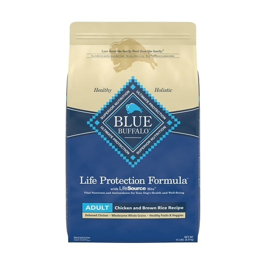 BLUE BUFFALO CHICKEN & BROWN RICE ADULT, 1 - 15 LB
