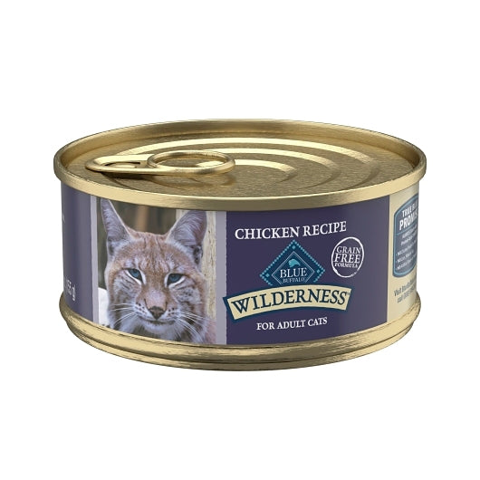 BLUE BUFFALO WILDERNESS HIGH PROTEIN GRAIN FREE, NATURAL ADULT PATE WET CAT FOOD, CHICKEN CANS, 24 -