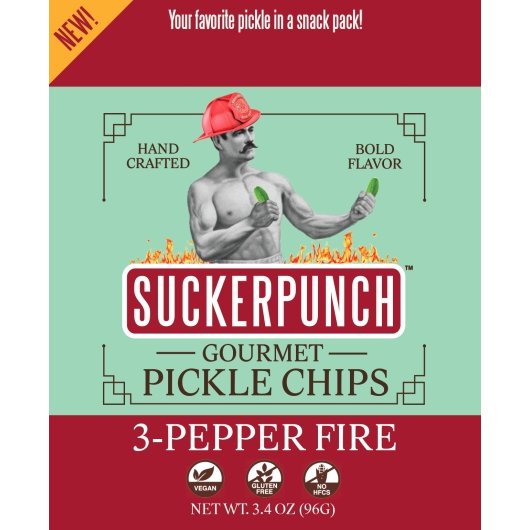 SUCKERPUNCH GOURMET 3 PEPPER FIRE PICKLE CHIPPOUCH, 12 - 3.4 FO