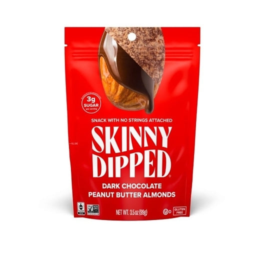 SKINNY DIPPED ALMONDS DARK CHOCOLATE PEANUT BUTTER ALMONDS, 10 - 3.5 OZ