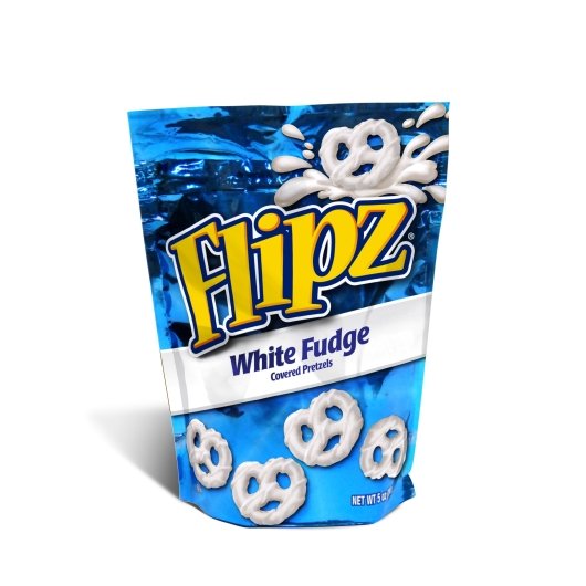Flipz 6/5oz White Fudge Covered Pretzels Stand Up Pouch