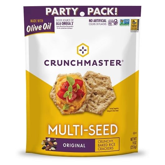 Crunchy, baked crackers with sesame, quinoa, flax and amaranth seeds with a rich and savory taste