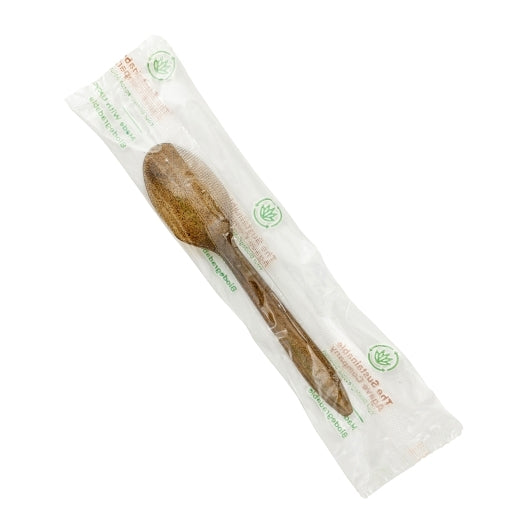 THE SUSTAINABLE AGAVE COMPANY 6? AGAVE BROWN SPOON - WRAPPED IN BIOFILM, 1 - 600 PC
