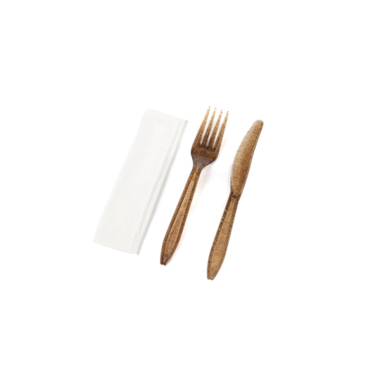 THE SUSTAINABLE AGAVE COMPANY AGAVE BROWN FORK, KNIFE KIT WITH NAPKIN - (WRAPPED IN BIOFILM), 1 - 30