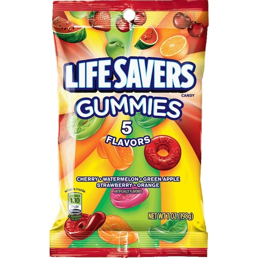 LIFE SAVERS GUMMIES FIVE FLAVOR 7OZ 12/CS