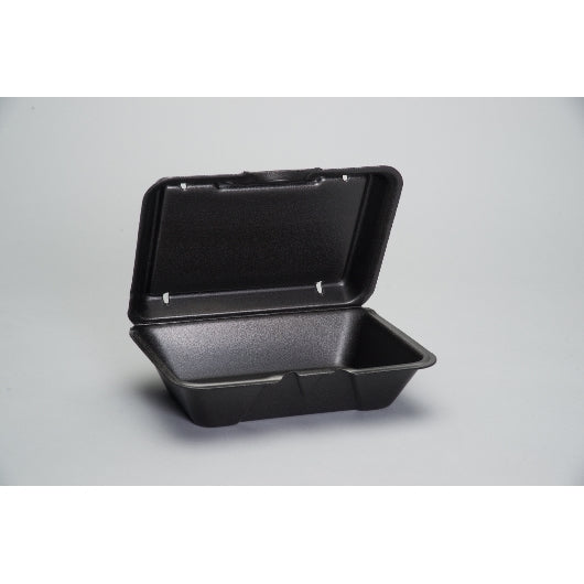GENPAK 9.19 INCH X 6.5 INCH X 2.875 INCH BLACK LARGE DEEP ALL PURPOSE FOAM HINGED CONTAINER, 2 - 100