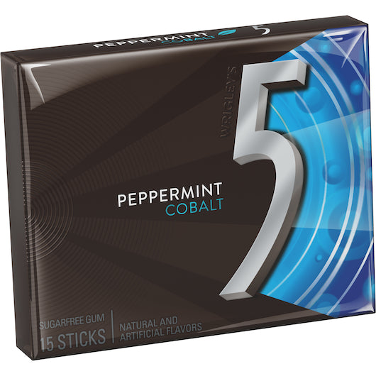 5 PEPPERMINT-COBALT SUGAR FREE GUM 15 STICKS 10 PER PACK 12 PACKS PER CASE